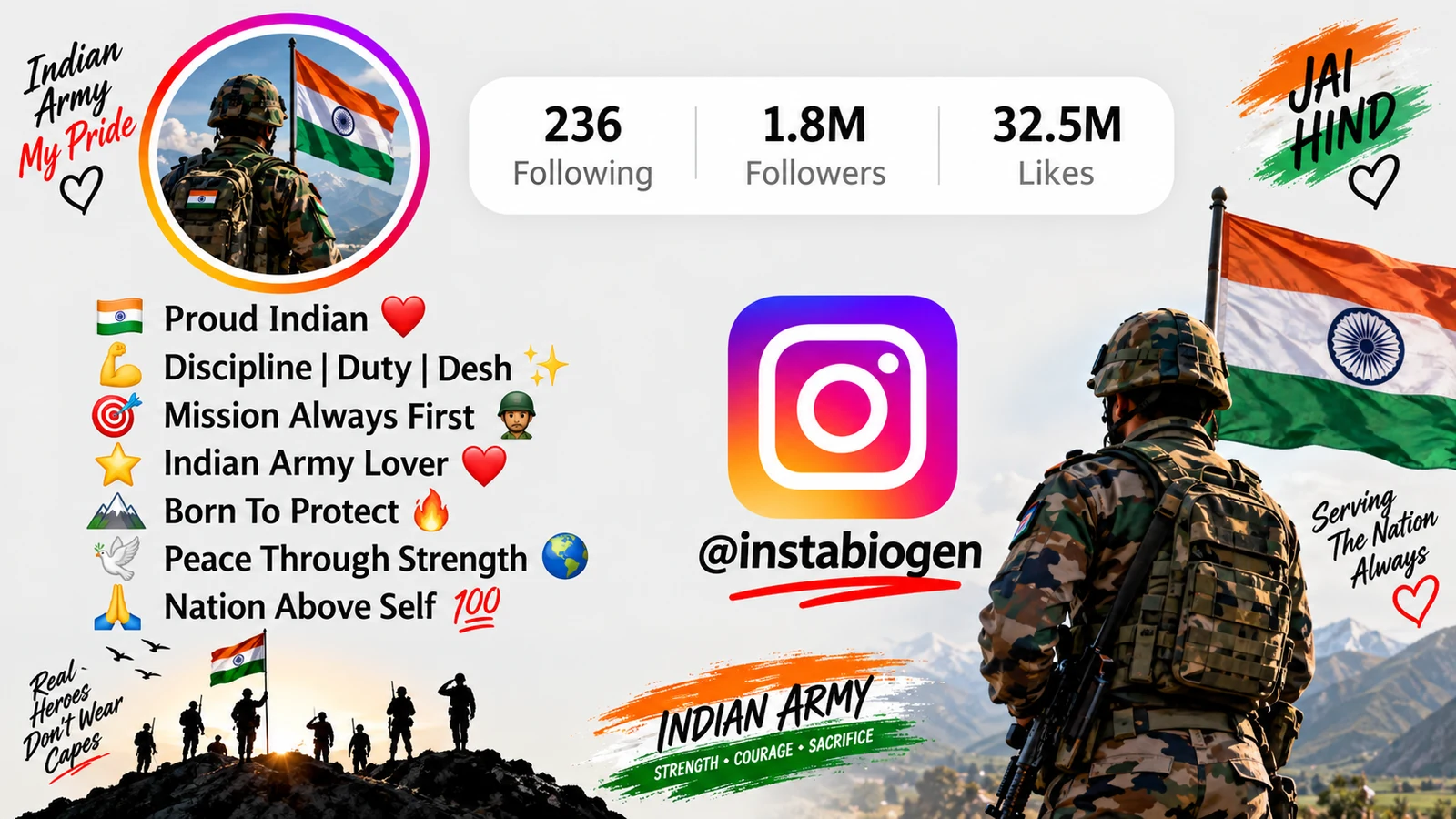 Best Indian Army Bio For Instagram