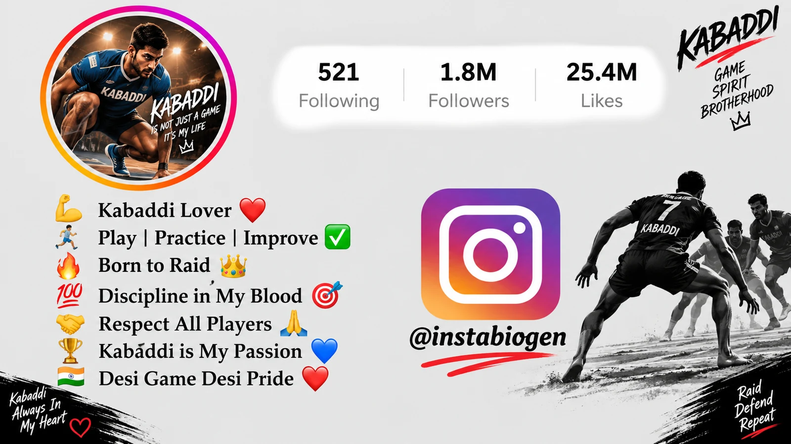 Best Kabaddi Bio For Instagram